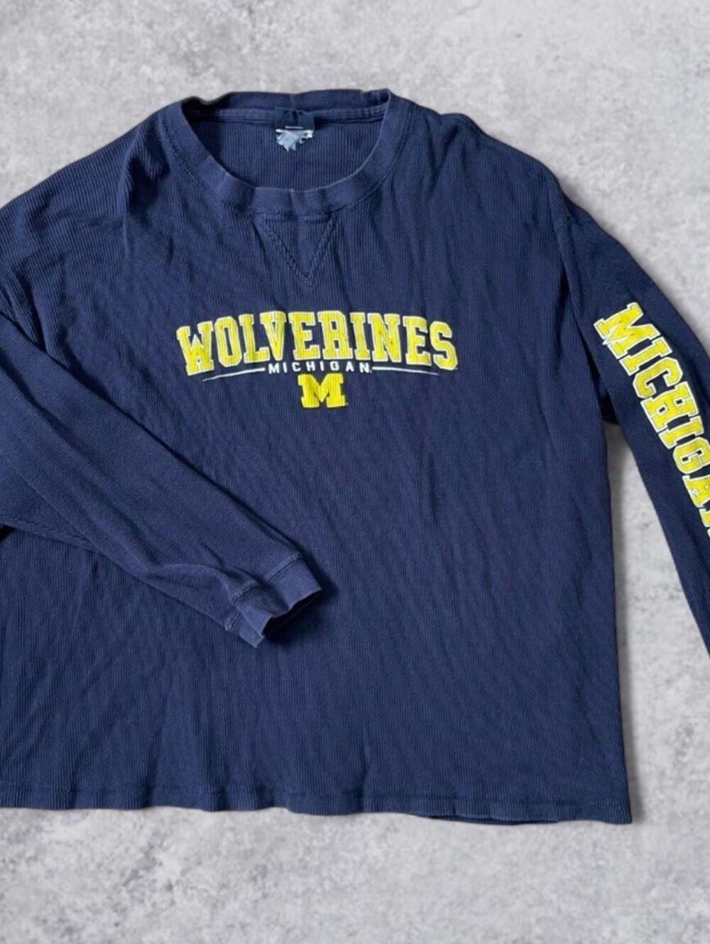 Vintage Michigan Wolverines Thermal Shirt Navy Long Sleeve NCAA GSI Approx M/L